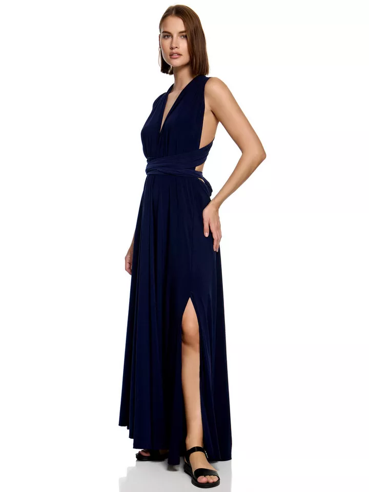 Worldclassca Abendkleid Worldclassca Abendkleid Partykleid Lang mit Schlitz Sommerkleid Maxikleid Cocktailkleid Wickelkleid Elegant Schulterfrei Ärmellos