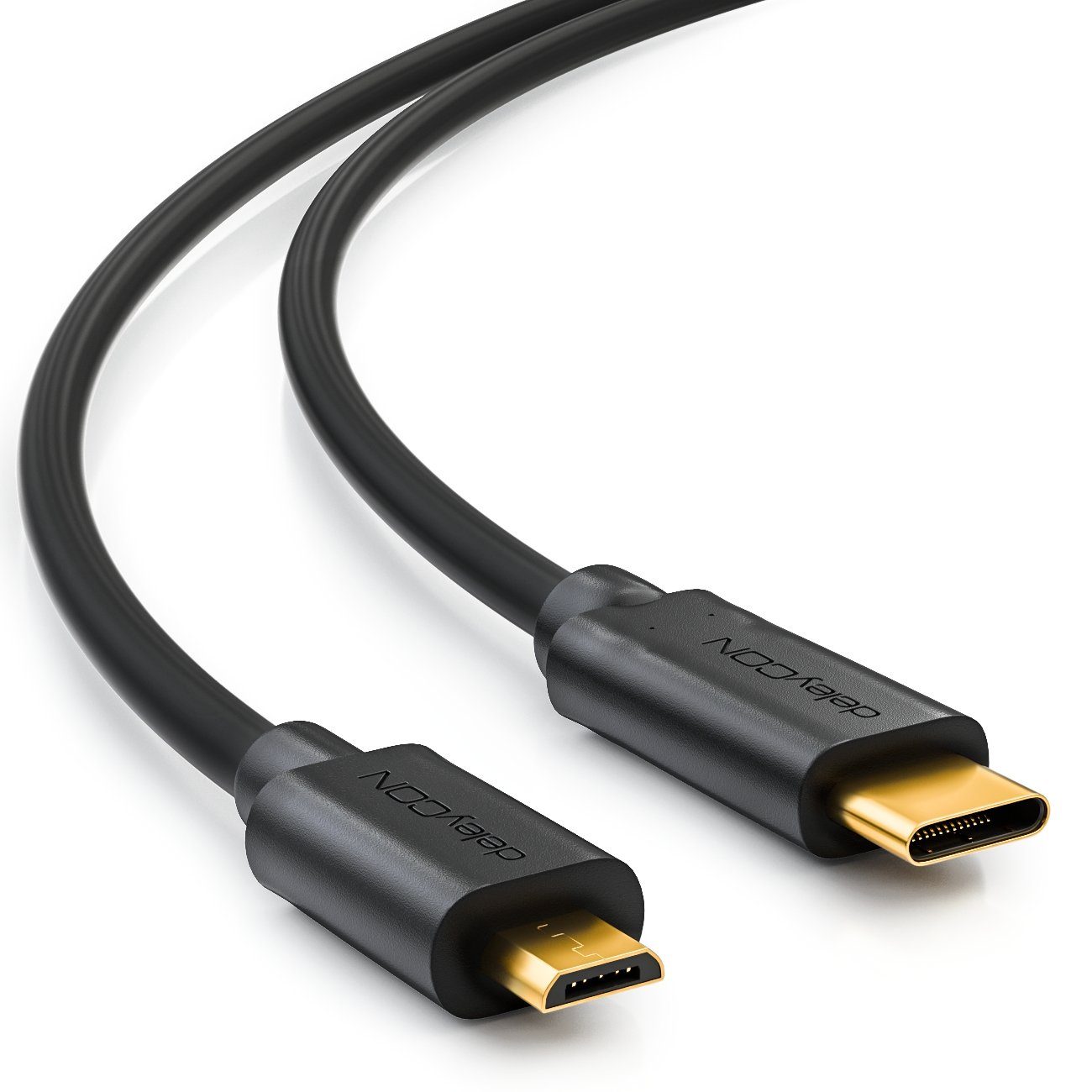 deleyCON deleyCON 0,5m USB C Kabel Datenkabel Ladekabel USB 2.0 micro USB zu Smartphone-Kabel