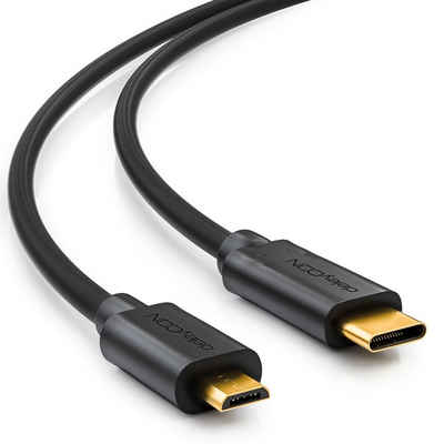 deleyCON »deleyCON 0,5m USB C Kabel Datenkabel Ladekabel USB 2.0 micro USB zu USB-C Handy« Smartphone-Kabel