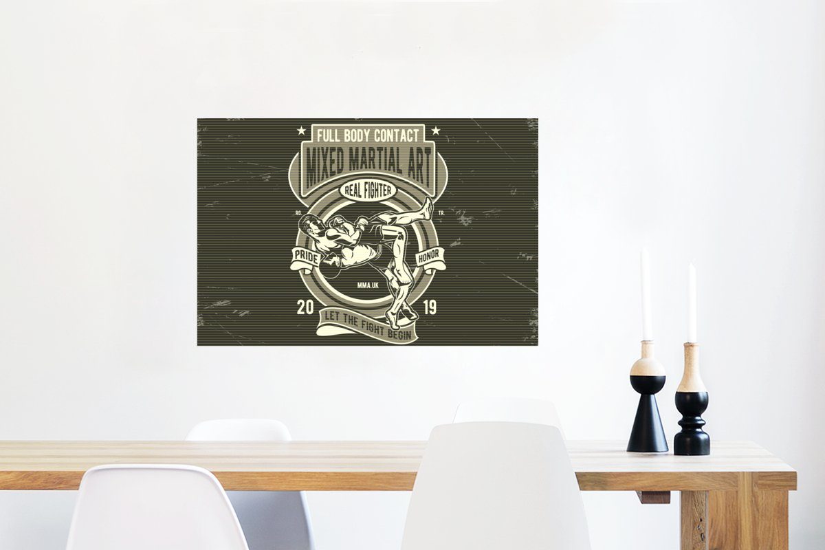 Vintage, Ohne Wohnzimmer, Sport - MuchoWow Wandposter Wandbild, Mancave - Poster, - Kampfsport Rahmen Poster St), für (1