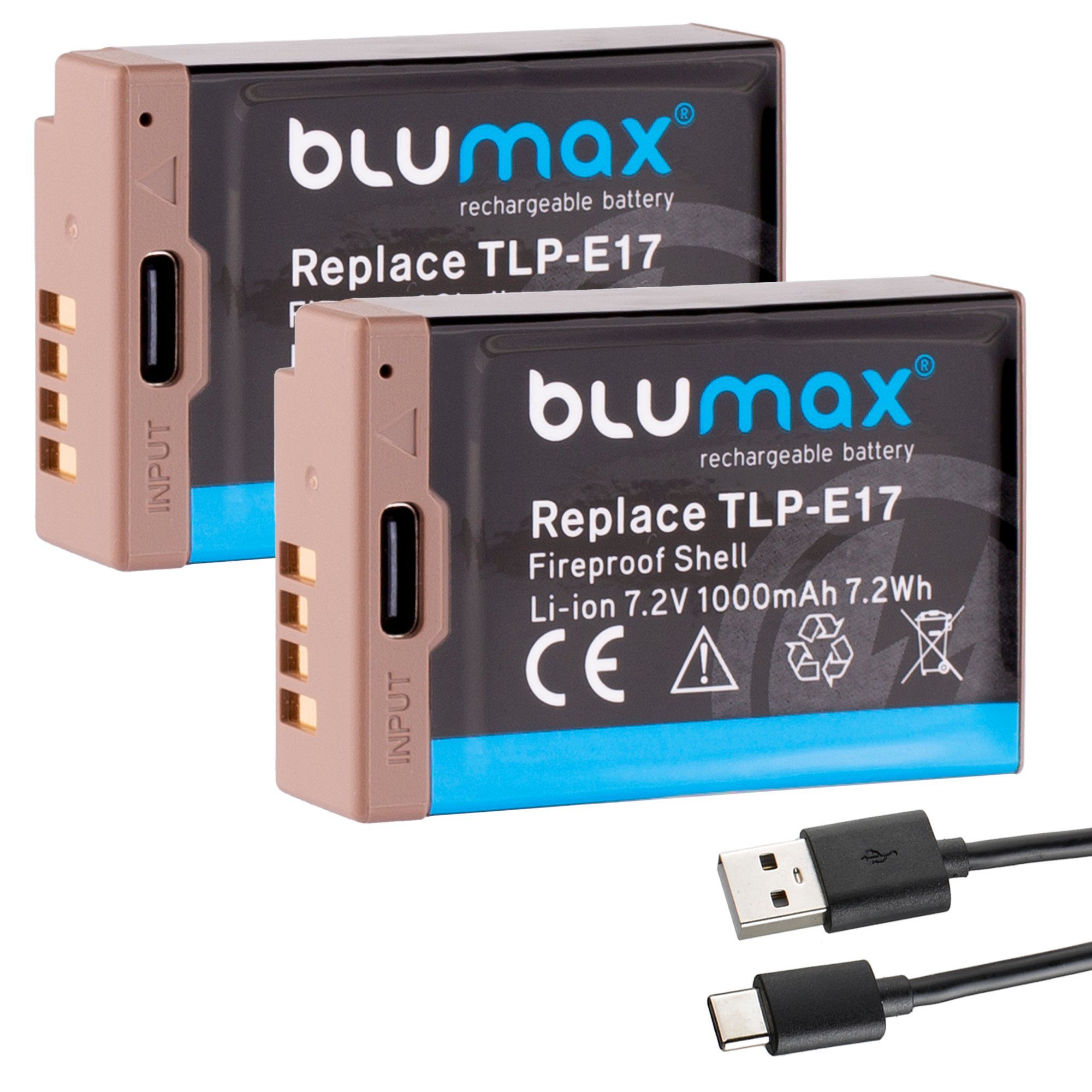 Blumax Set mit Lader Typ-C EOS USB mAh Kamera-Akku 760D R50 Canon LP-E17 für 1000