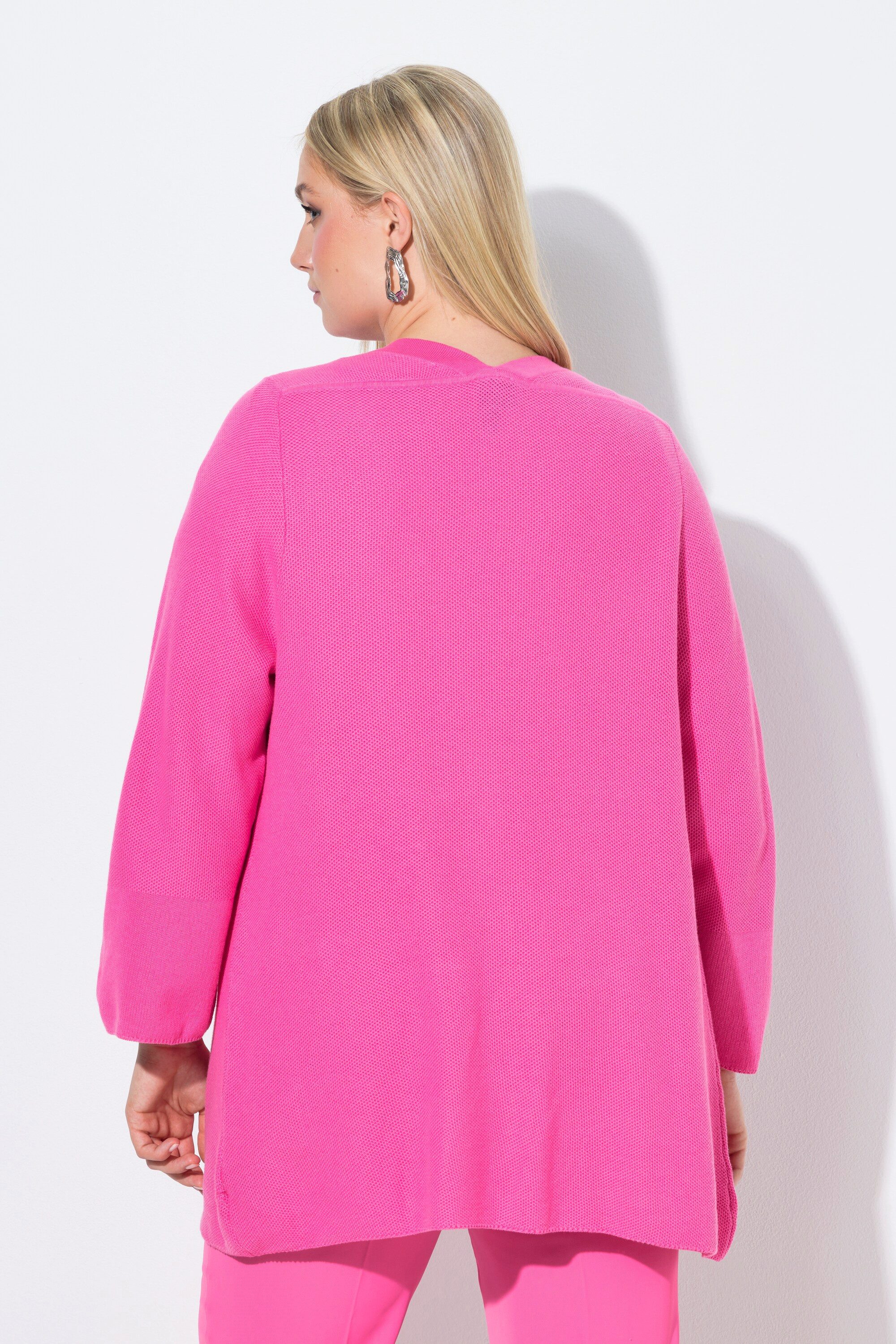 Ulla Popken Strickjacke Strickjacke A-Linie offene Form V-Ausschnitt