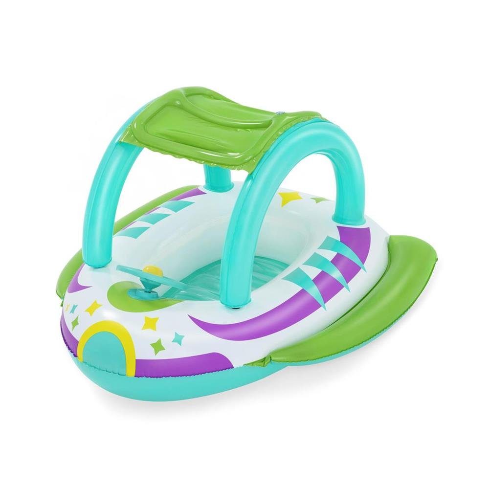 Bestway Kinder-Schlauchboot Space Splash, Raumschiff, mit Sonnenschutzdach, 98 x 95 x 61 cm