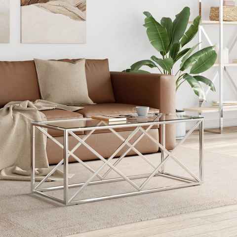 vidaXL Couchtisch Couchtisch 110x45x45 cm Edelstahl und Glas (1-St)