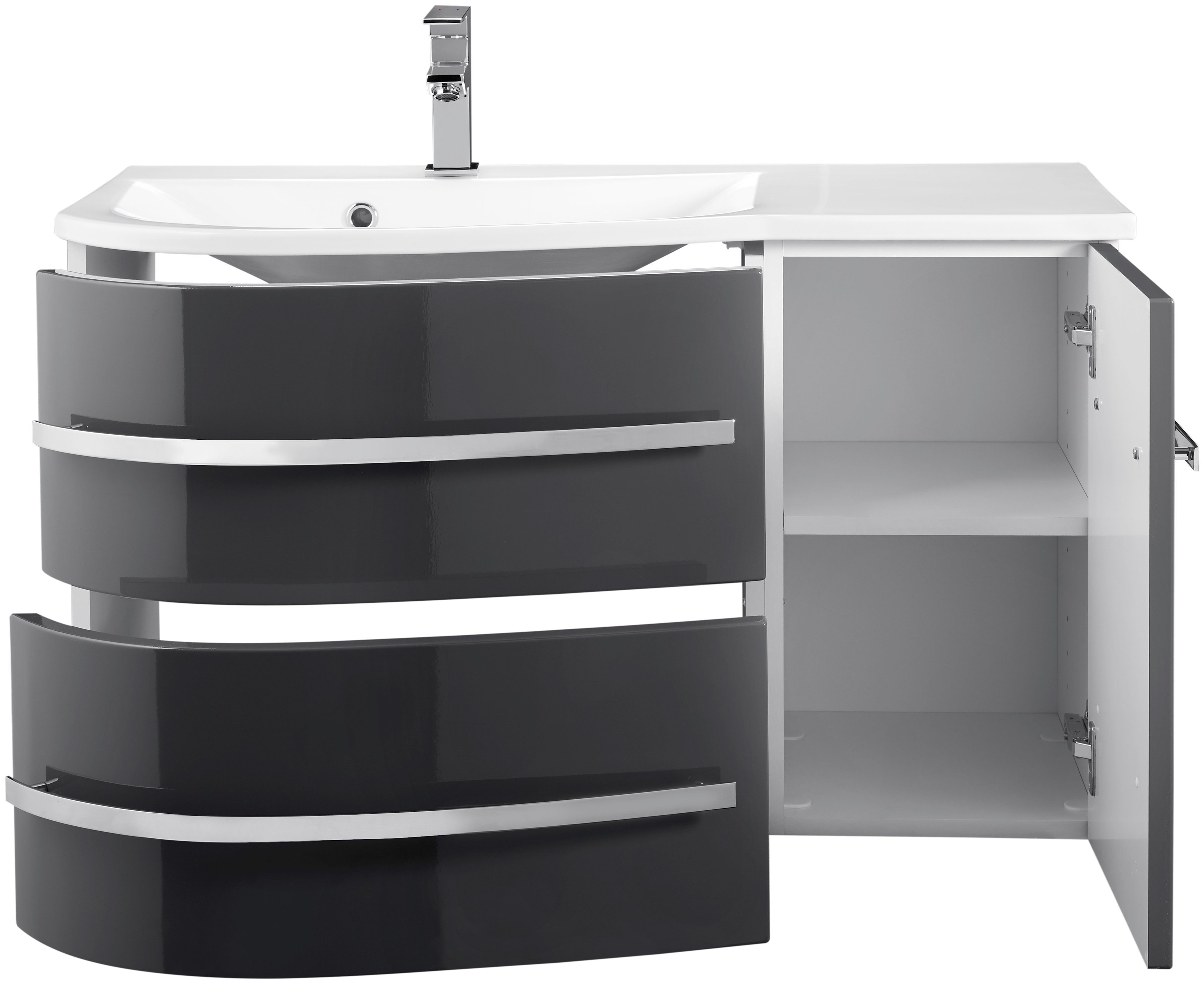 welltime Waschtisch OSLO, Breite 90cm, geschwungene Form, Ablage rechts