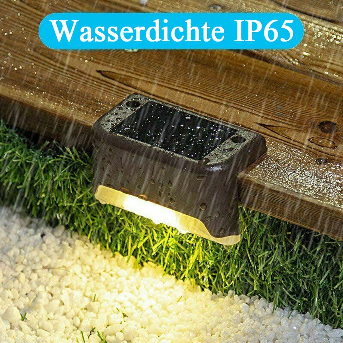 Wasserdicht Deck Stück Lights, Solarleuchte oyajia LED-Beleuchtung 4/8 Schwarz fest IP65 integriert, Treppenlichts, LED Solarlampe LED LED Gartenleuchte