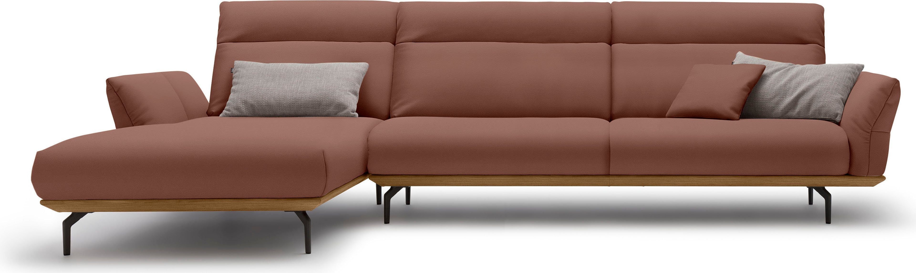 hülsta sofa Ecksofa hs.460, 338 Winkelfüße Sockel Nussbaum, Breite Umbragrau, cm in in