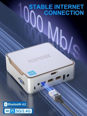 NiPoGi Mini-PC (Intel Celeron, ‎Intel UHD Graphics 4K UHD Triple Display, 16 GB RAM, 0 GB HDD, 512 GB SSD, 12th Gen Intel Alder Lake-N95 Mini PC with 4K UHD Windows 11 Pro)