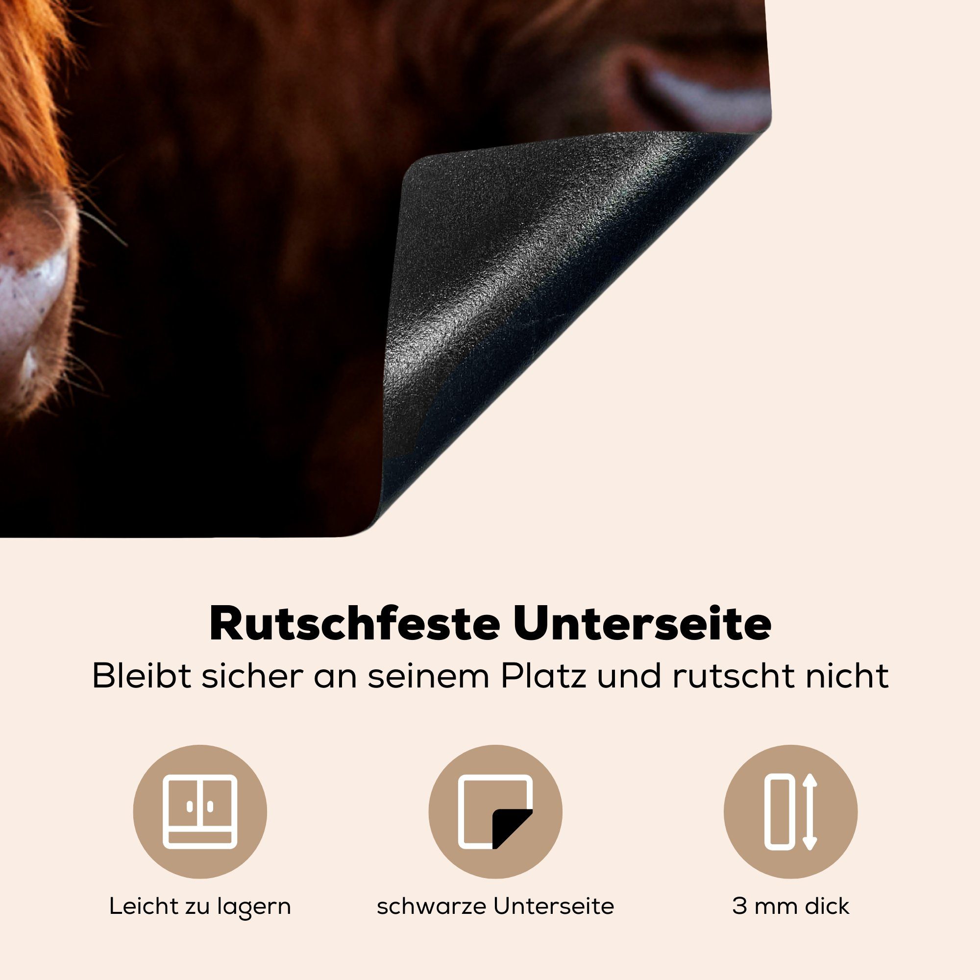 Highlander Wald 78x78 MuchoWow cm, küche Herdblende-/Abdeckplatte Schottische für Vinyl, Herbst, - - Arbeitsplatte Ceranfeldabdeckung, (1 tlg),