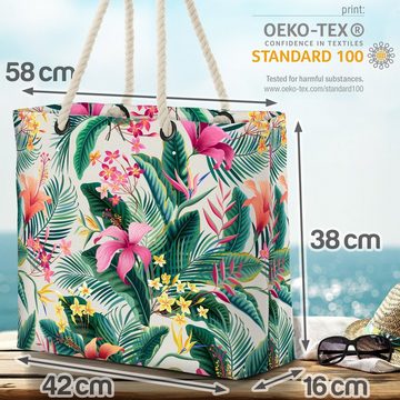 VOID Strandtasche (1-tlg), Tropen Dschungel Blumen Beach Bag Palmen-Blätter Hibiskus Tropen-Wald Hawaii