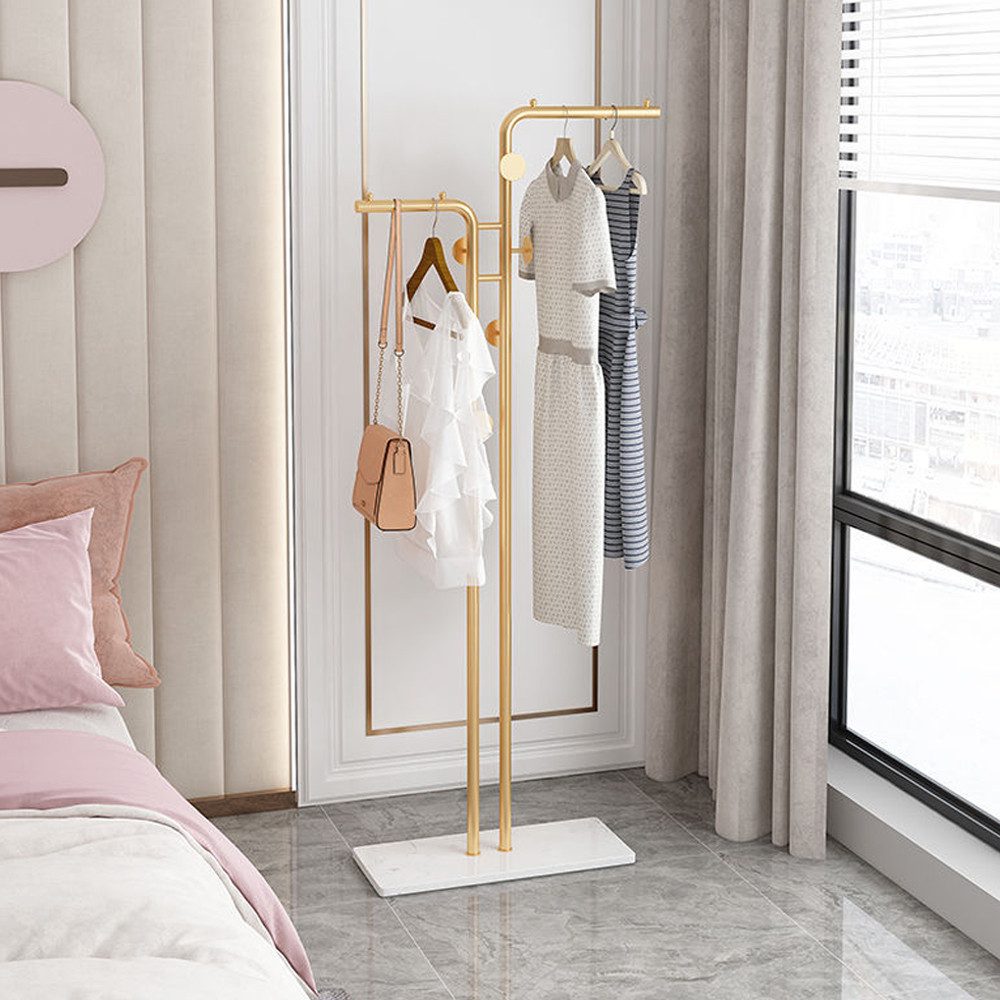 TUWENA Garderobenständer Garderobenständer Marmor, Metallgarderobe, Kleiderständer mit 5 Haken, Zweipoliger Garderobe für Schlafzimmer, Eingangsbereich, Wohnzimmer