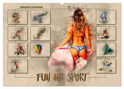 CALVENDO Wandkalender Fun and Sport (Wandkalender 2024 DIN A2 quer), CALVENDO Monatskalender