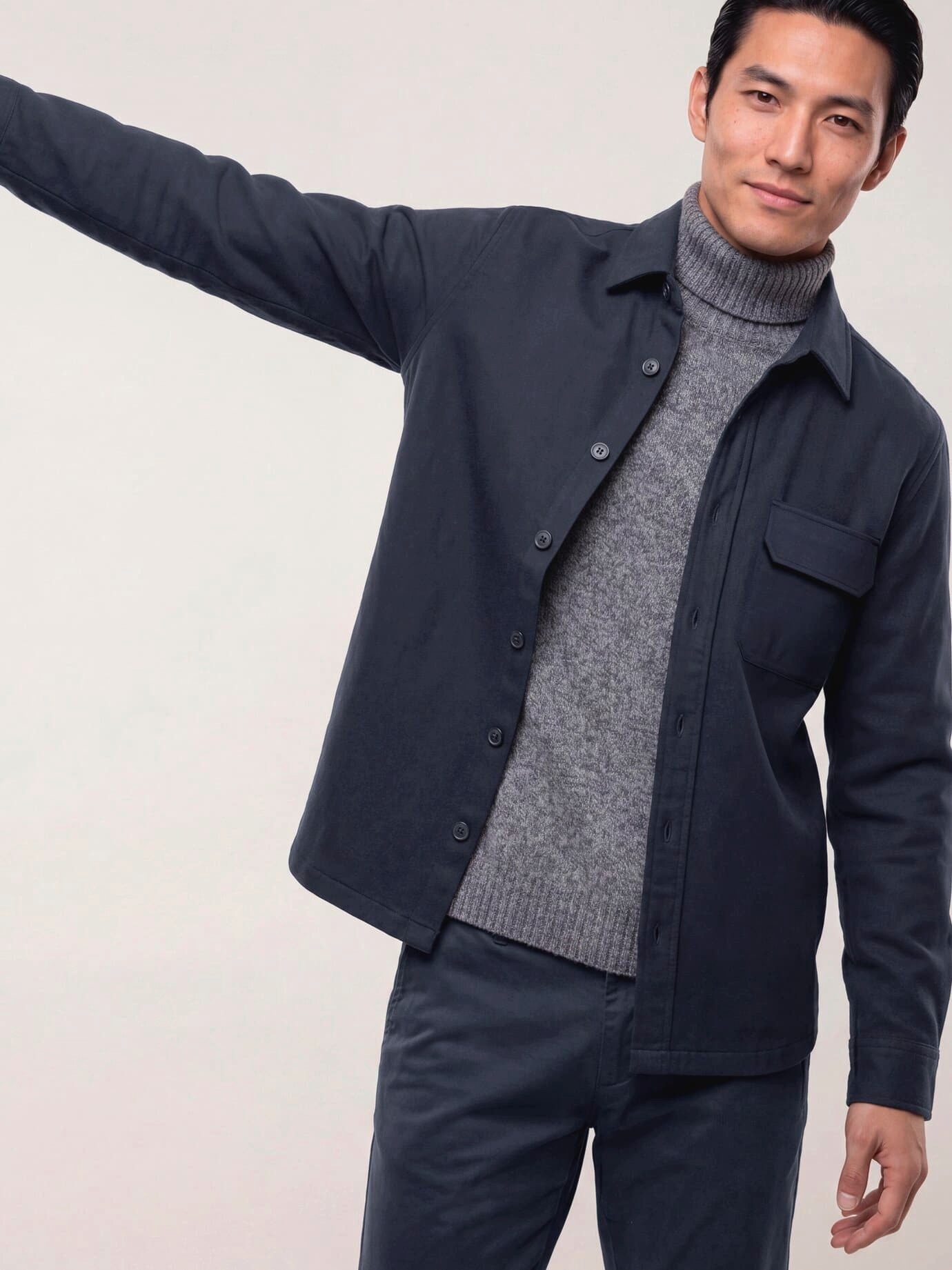 Walbusch Hemdjacke Herren Hemdjacke aus elatischem Material Regular fit Umlegekragen, modern