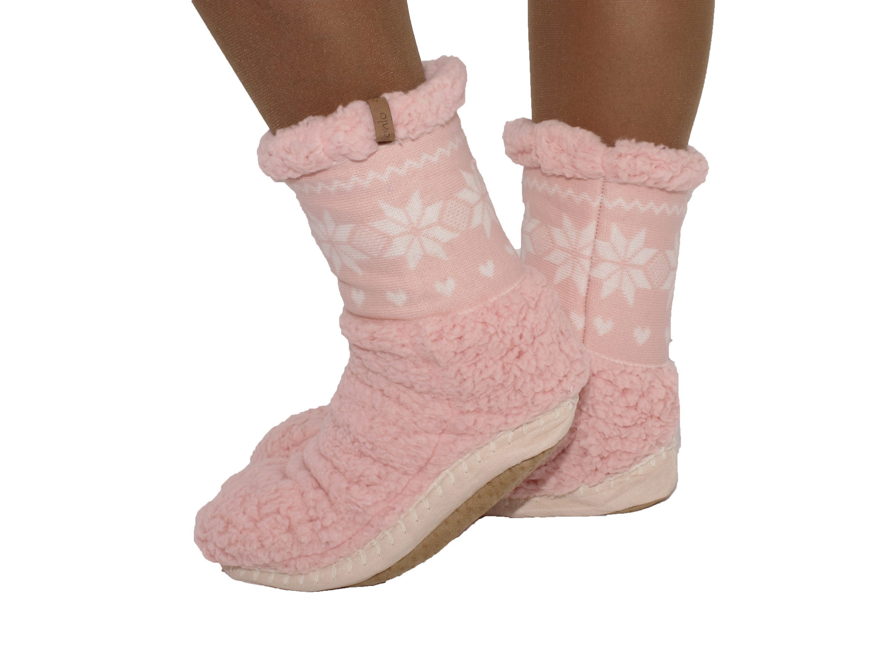 Kuschelsocken Hüttensocken Hausschuhe mit Sohle Motiv Schneeflocke Mähmäh 35-38