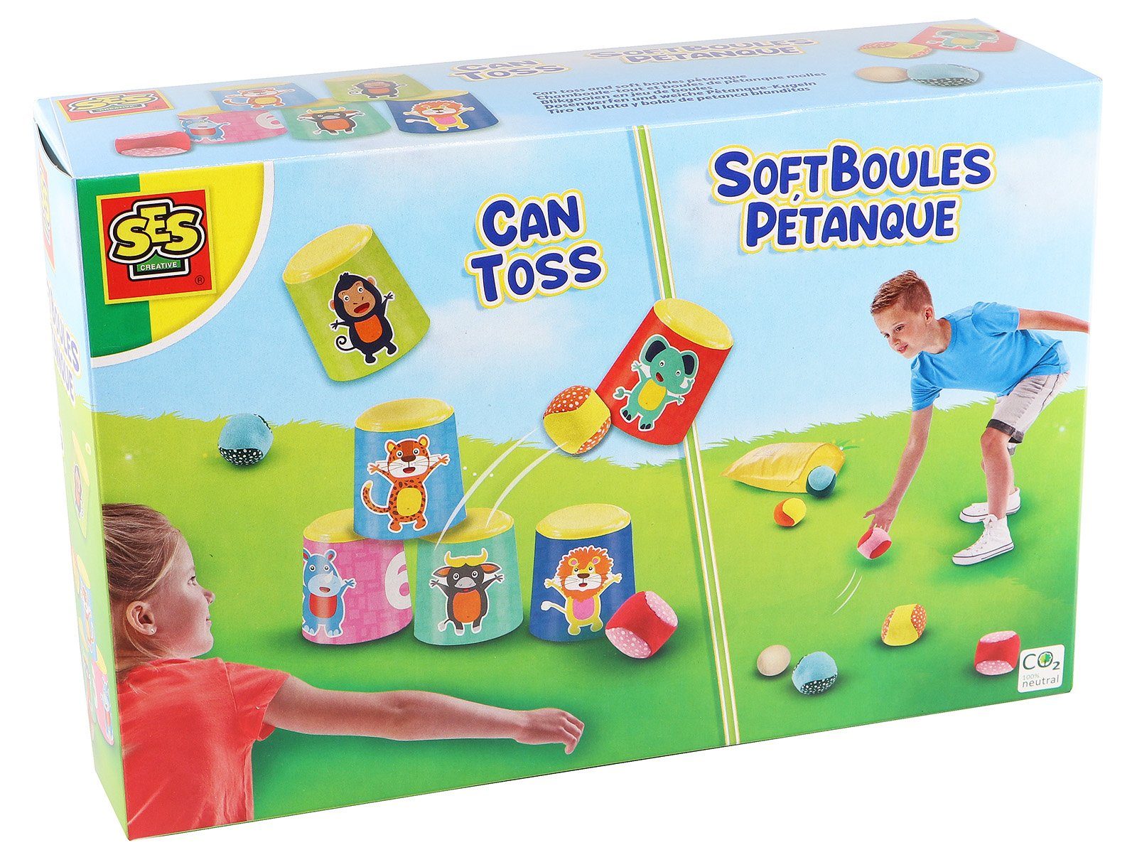 Spielzeug-Gartenset SES Kinder 2-in-1 Dosenwerfen und Petanque Outdoor Spielset