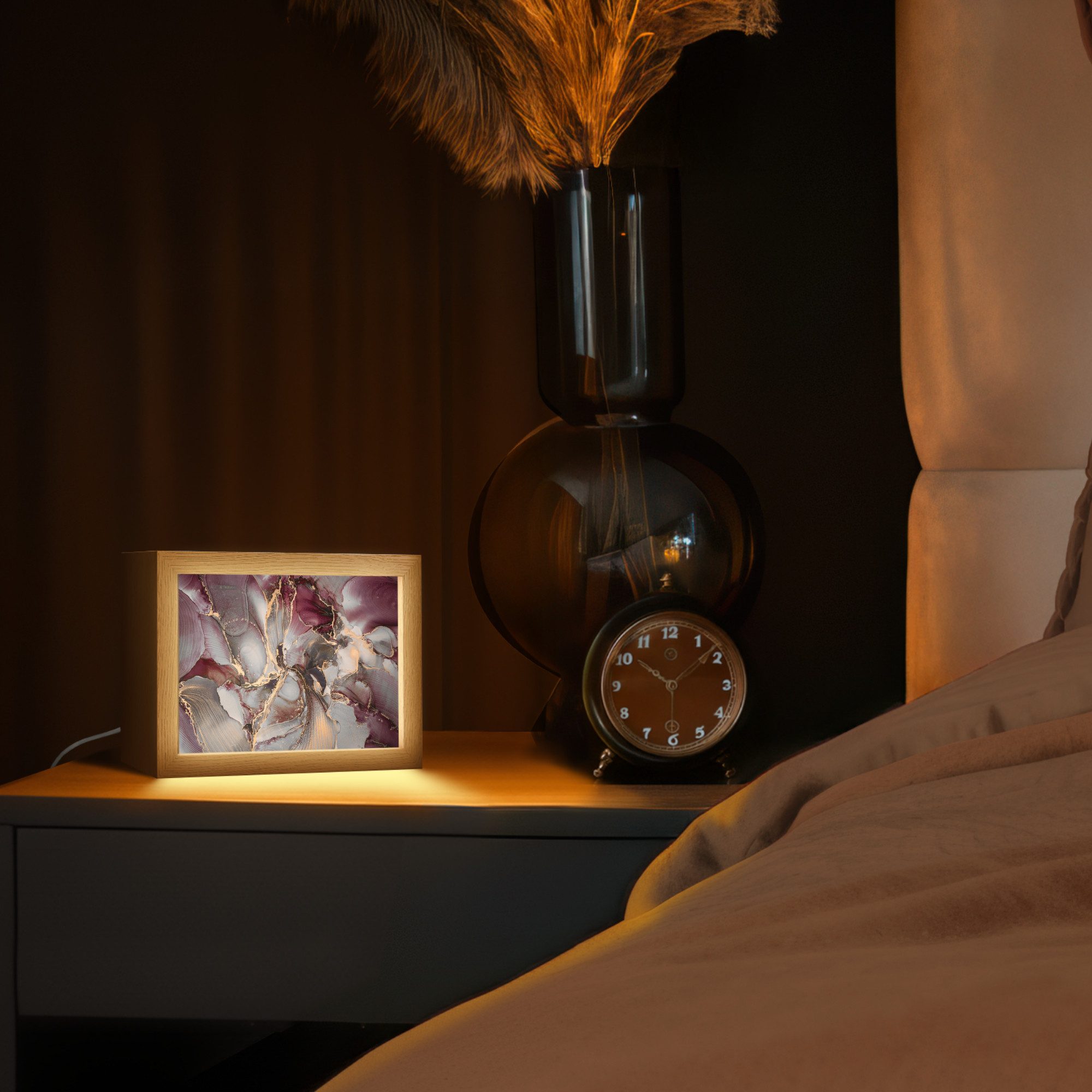 OnlyWow Tischleuchte Gold - Marmor - Lila, Dimmbar, Farbwechsel, LED, Warmweiß, Kaltweiß, Neutralweiß Einstellbar, Tischlampe, Schreibtischlampe, Desk, Dimmbar, mit Kabel, LED