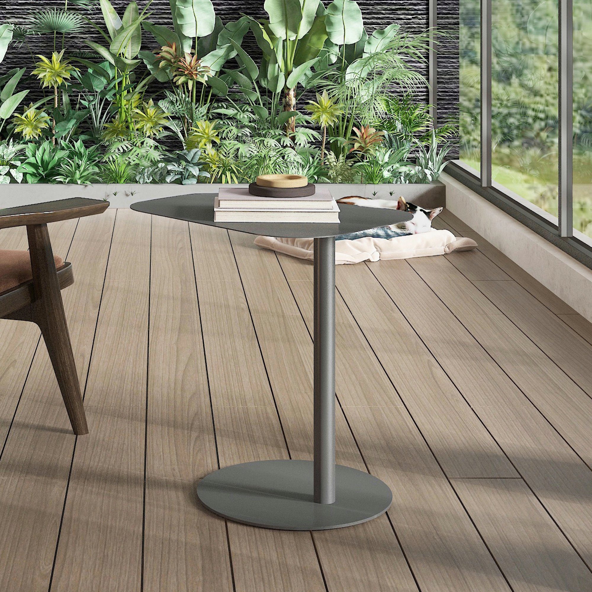 en.casa Beistelltisch, »Nastätten« Balkontisch aus Metall Grau, matt günstig online kaufen