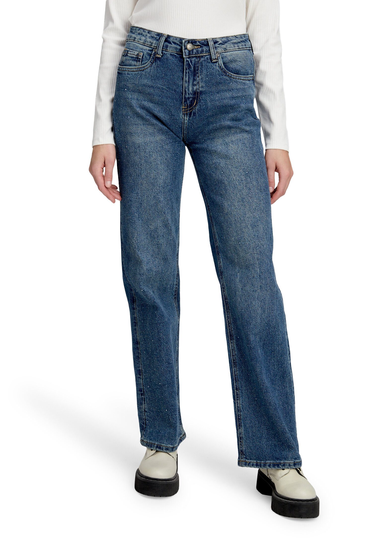 Cartoon Stretch-Jeans Damen mit Strass