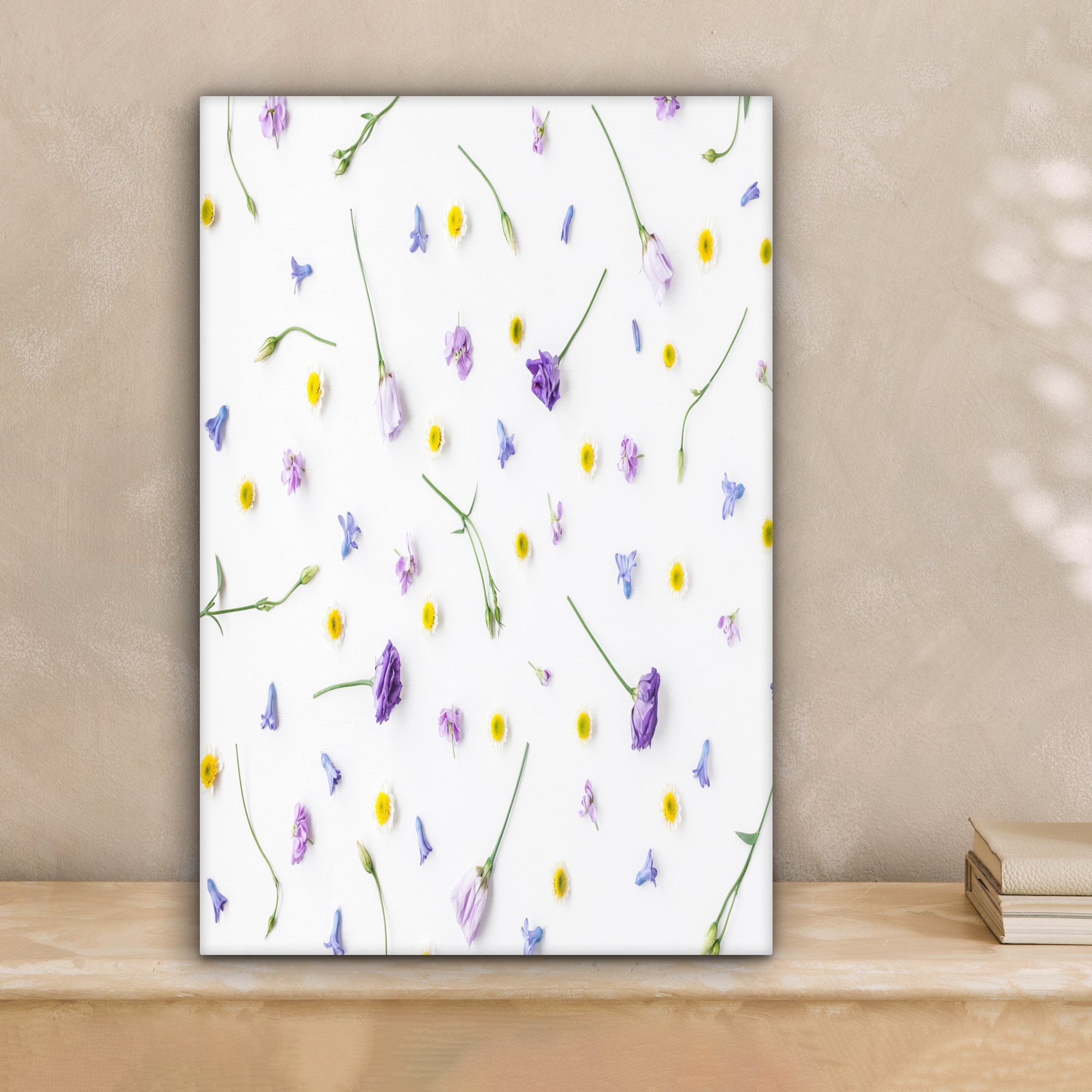 OneMillionCanvasses® Leinwandbild Blumen - Pastell (1 Leinwandbild fertig cm - bespannt Zackenaufhänger, Gemälde, 20x30 St), inkl. Vintage