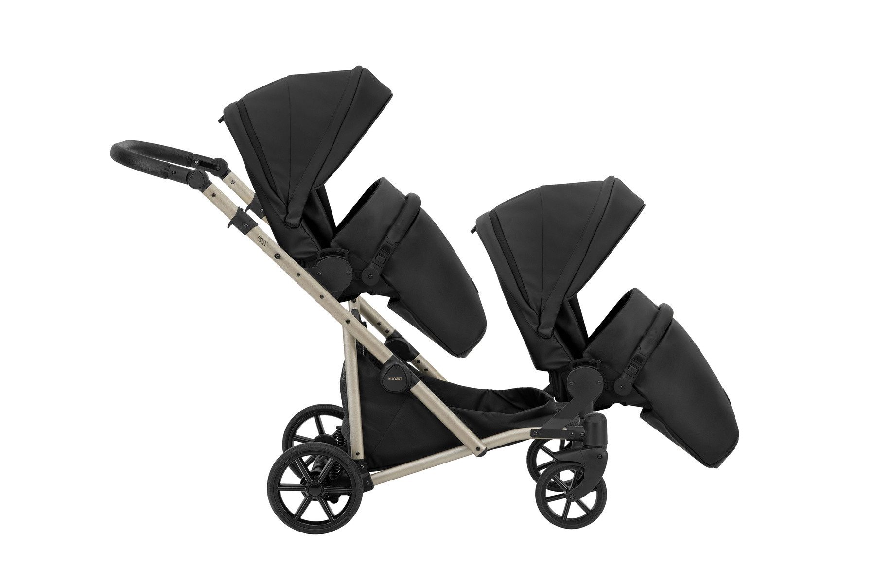 KUNERT Zwillings-Kombikinderwagen BRAV DUO 2in1 Öko-Leder Doppelkinderwagen - Flexibel und Kompakt, 12 Konfigurationen, kompakt zusammenklappbar, große Ablagefächer