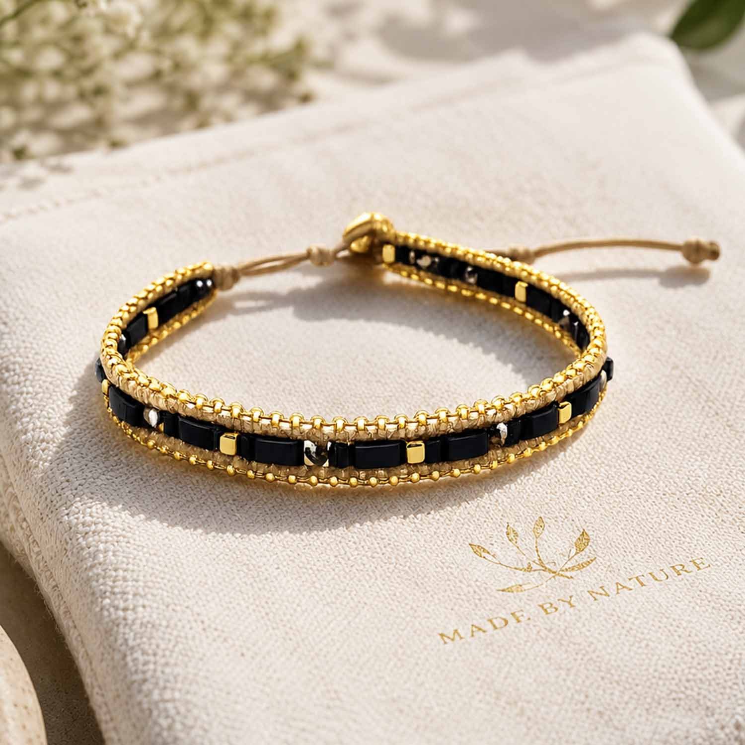 Impala Wickelarmband Armband Daya – Edelsteine, vergoldeter Hämatit & Edelstahl, handgefertigt
