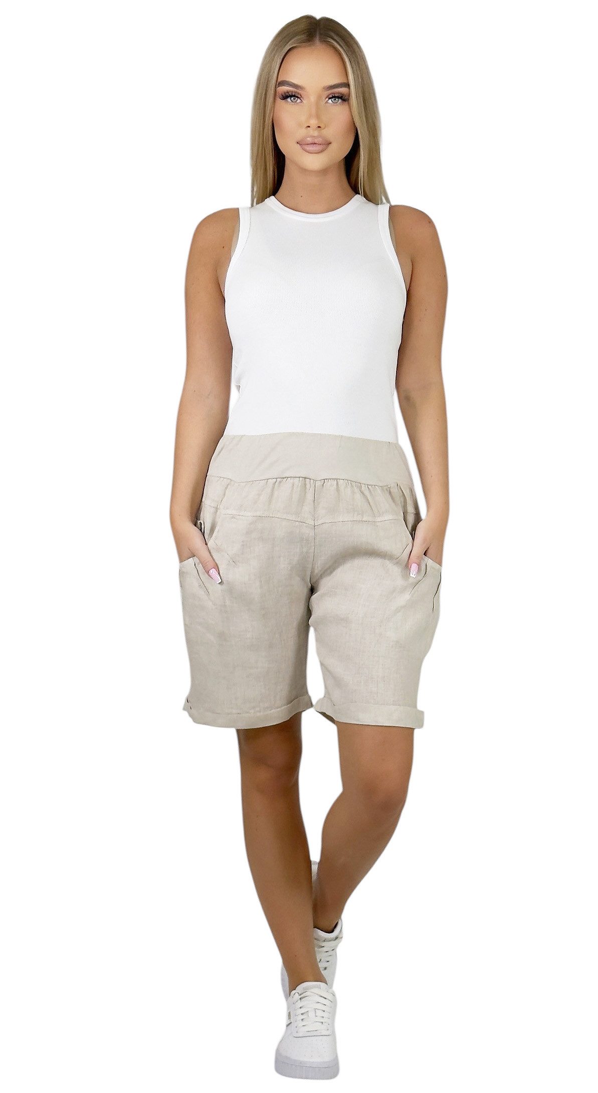 Mississhop Leinenhose 100 % Leinen Leinenshorts günstig online kaufen