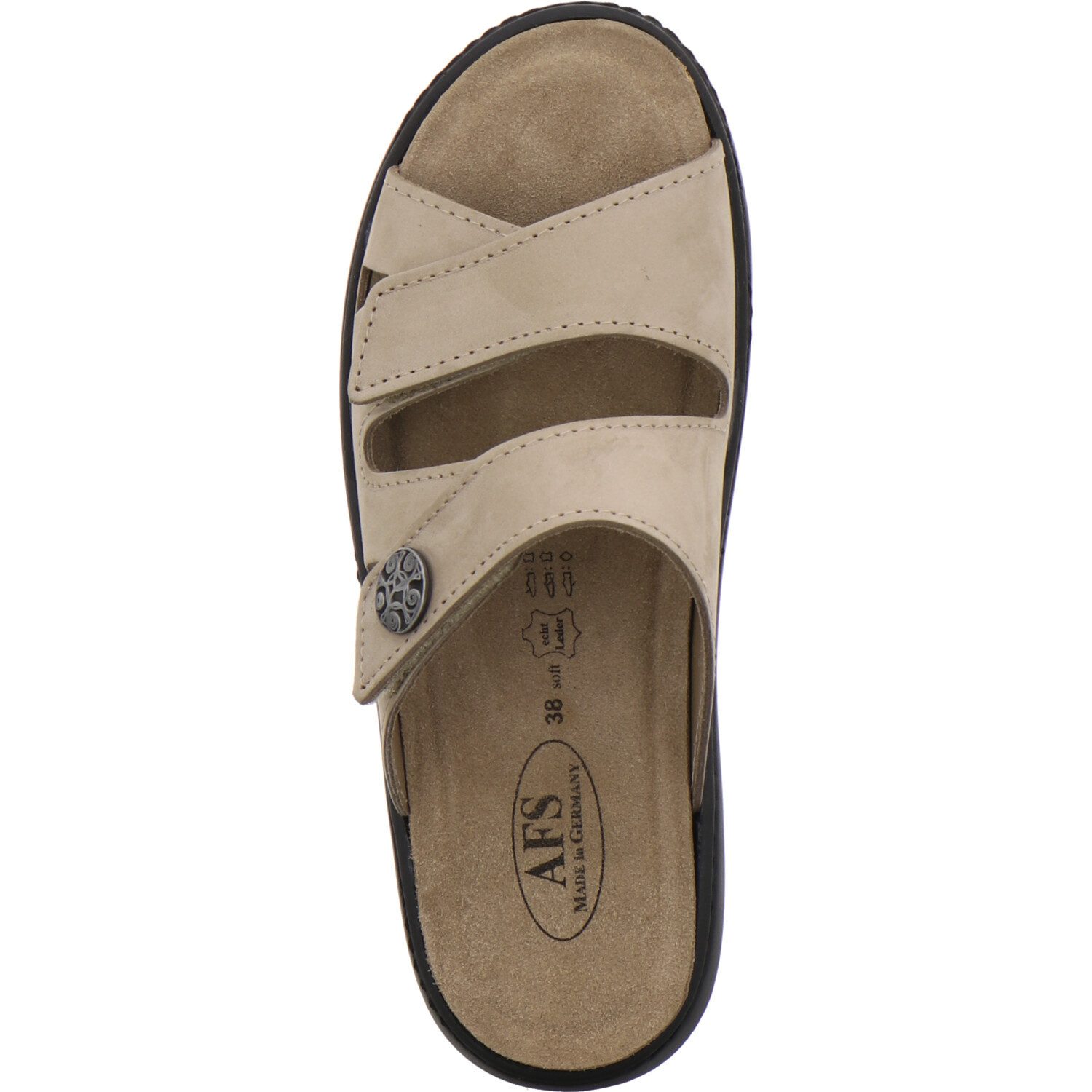 AFS-Schuhe 280812 Wechselfußbett Pantolette für Damen mit Keilabsatz, bequeme Sandalen aus Leder