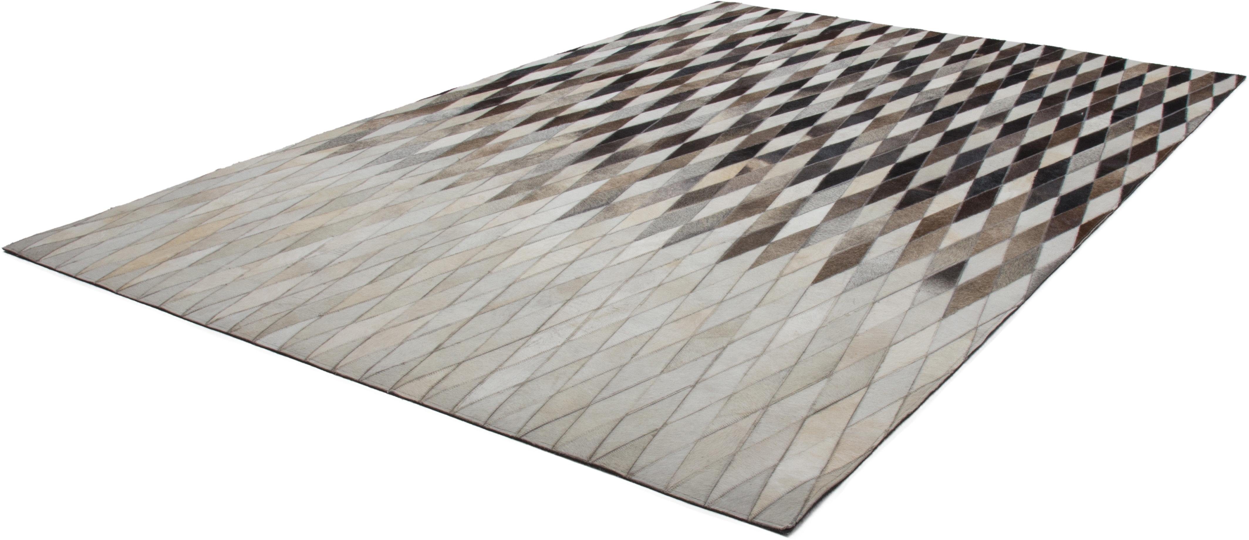 Kayoom Fellteppich Lavish 510, rechteckig, Höhe: 8 mm, Patchwork-echtes Leder-Fell, Wohnzimmer