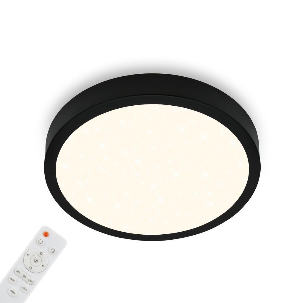 Briloner Leuchten LED Deckenleuchte 3704-015, Dimmfunktion, LED fest integriert, 2700K - Extra-Warmweiß, Deckenlampe, 38x5cm, Schwarz, 24W, Wohnzimmer, Schlafzimmer, Küche