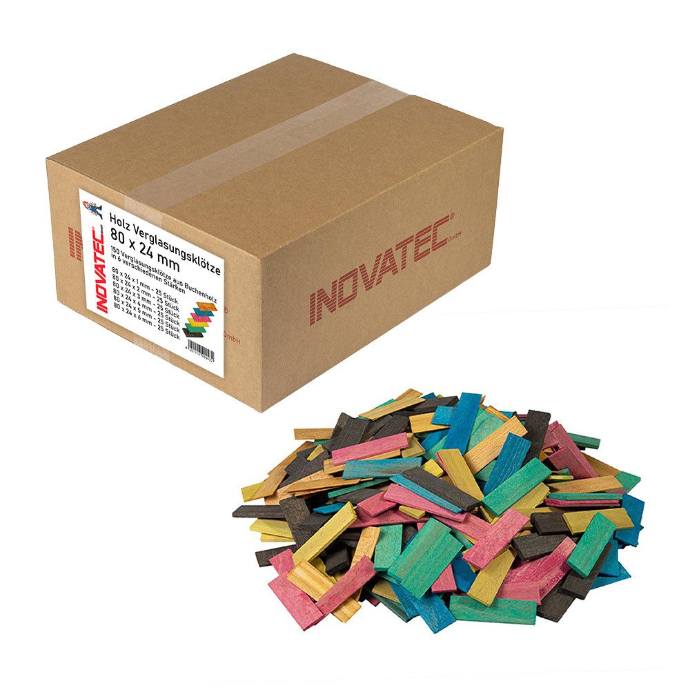 Inovatec Unterlegplatte INOVATEC Holz Verglasungsklötze 80 x 24, 150-St.