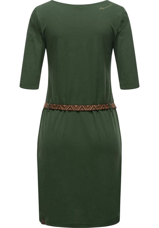 Ragwear Shirtkleid Tannya Solid (2-tlg) stylisches Damenkleid mit Gürtel,  Tolle Länge bis zur Mitte der Oberschenkel bzw. zu den Knien