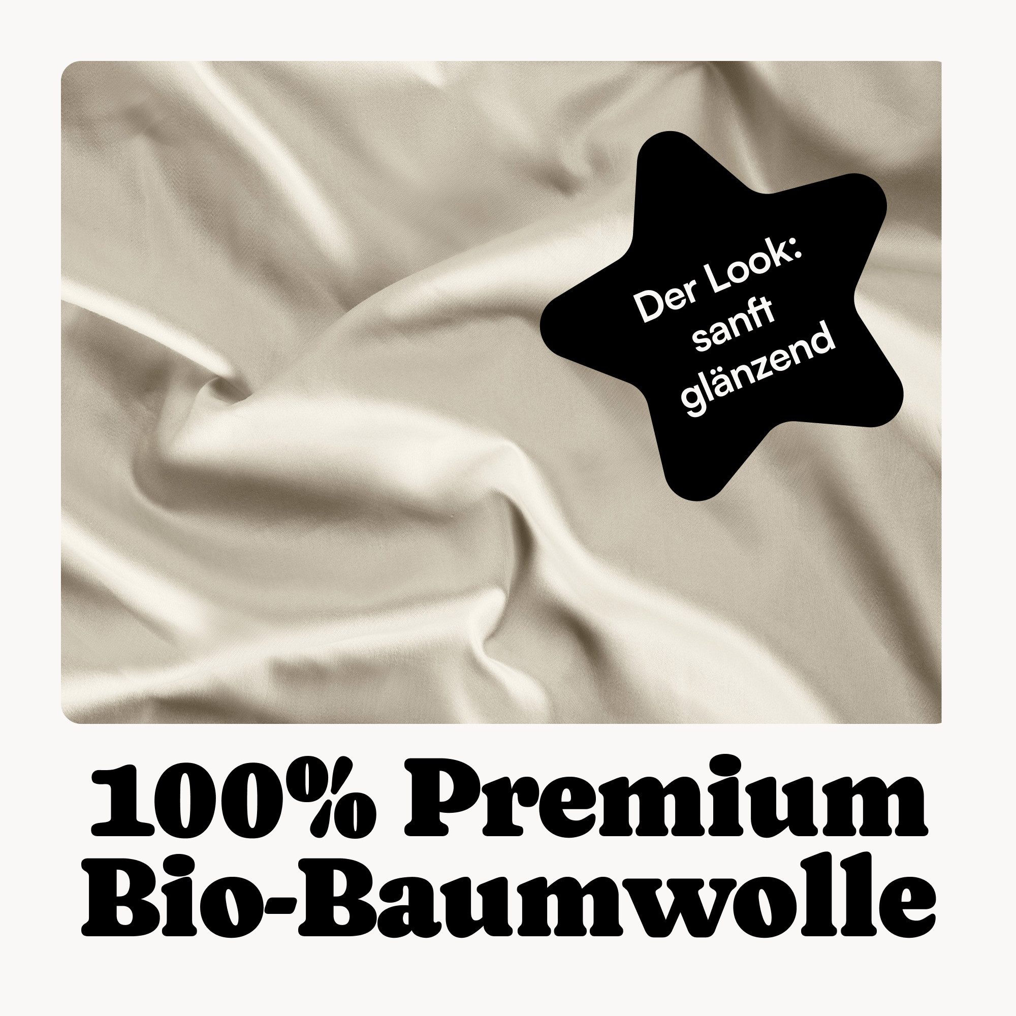 Seralino Kissenbezüge Mako Satin Kissenbezug (100% Bio Baumwolle) weich, hautfreundlich, (2 Stück), Fairtrade/ GOTS zertifizierte uni Kissenhülle mit Reißverschluss