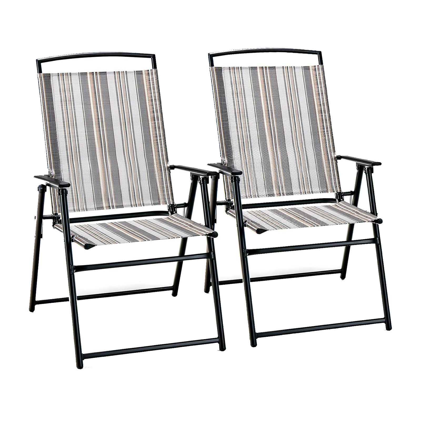 KOMFOTTEU Gartenstuhl (2er Set), Klappstuhl mit Hochlehner & bequemer Armlehne