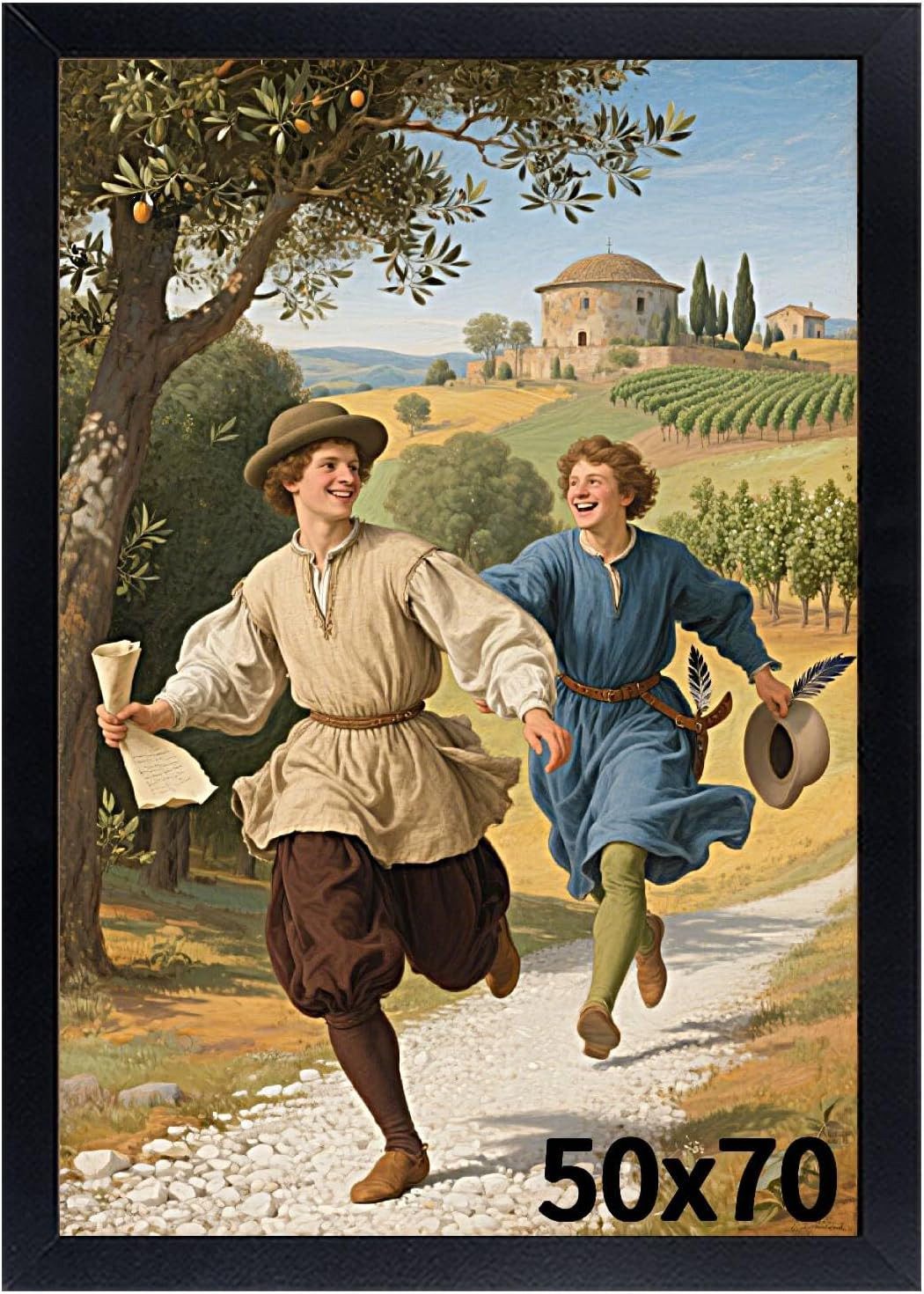 lindahandel Bilderrahmen Bilderrahmen 50x70 Schwarz MDF Acrylglas Hoch-Querformat, für Poster, Fotos, Kunstdrucke & Puzzles 1000-1500 Teile