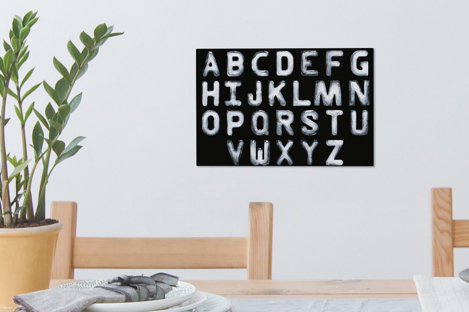 aus St), (1 Wandbild 30x20 auf Alphabet OneMillionCanvasses® Das Hintergrund, schwarzem Leinwandbild Leinwandbilder, cm Aufhängefertig, Wanddeko, Eis