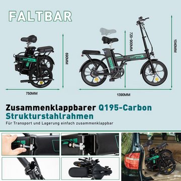 HITWAY E-Bike 36V/8,4Ah Batterie,250W Motor,25km/h,bis 35-70km,16", Kettenschaltung, Heckmotor, 302.4 Wh akku, für Damen und Herrn mit Pumpe, Fahrradschloss
