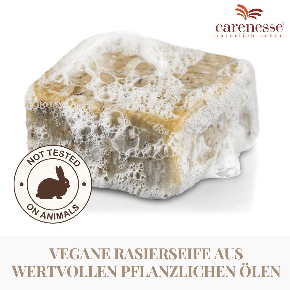 Rasurseife, sensible Haut sehr ohne pflegend Carenesse Bartpflege Rasierseife & für Zusatzstoffe Olivenöl barbersoap & Lorbeeröl Rasier Seife aus Rasur-