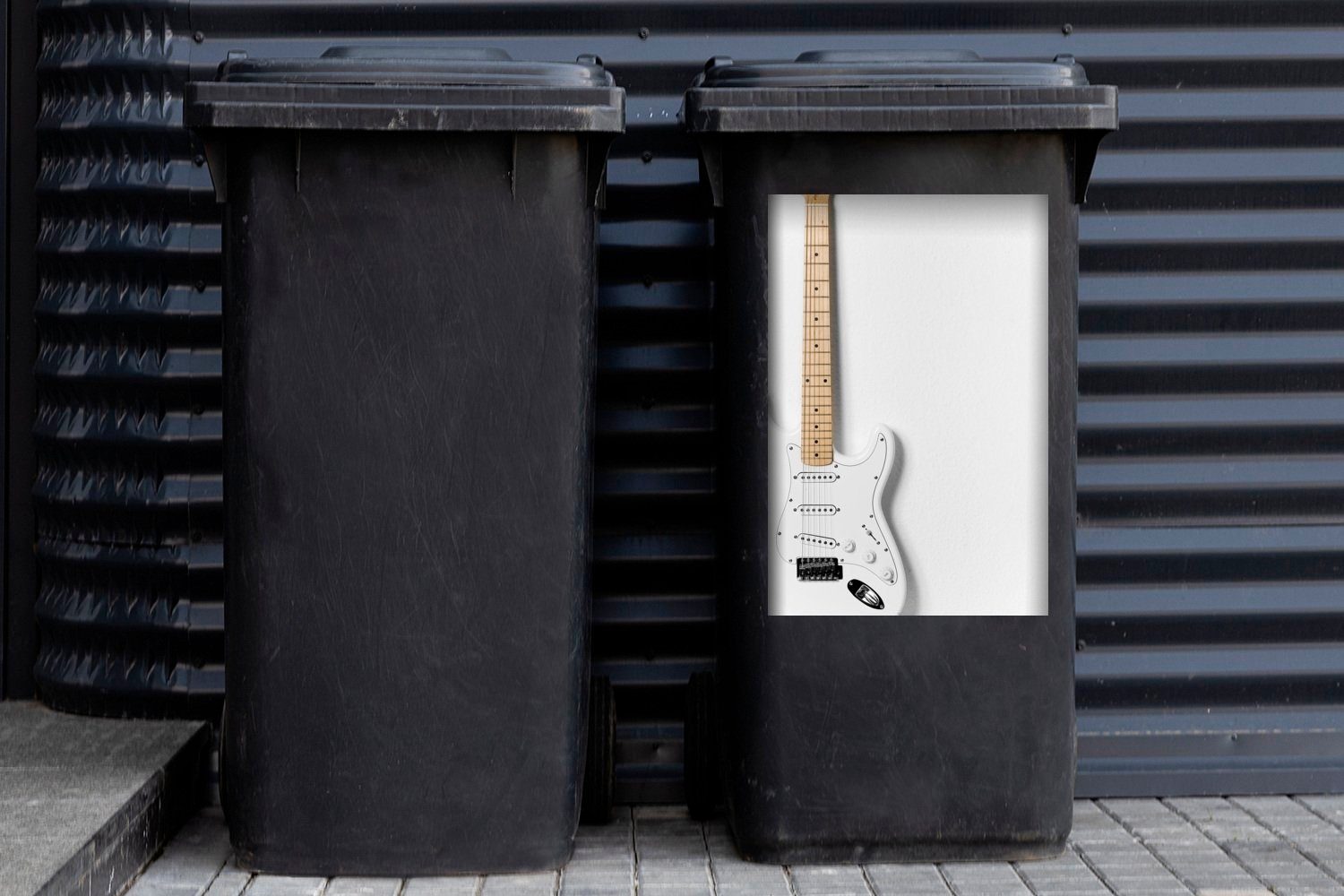 E-Gitarre Abfalbehälter Wandsticker Mülltonne, Mülleimer-aufkleber, St), MuchoWow (1 Container, Eine Sticker, weiße