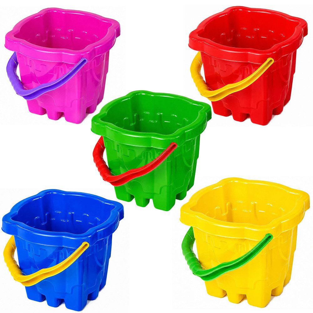 LEAN TOYS Sandeimer Burgeimer Strandeimer Sandkastenspielzeug, (Spar-Set, 1-tlg., 18 x 29 cm burgförmig), Burgform, Tragegriff, Farbmix, ab 1 Jahr, EN 71