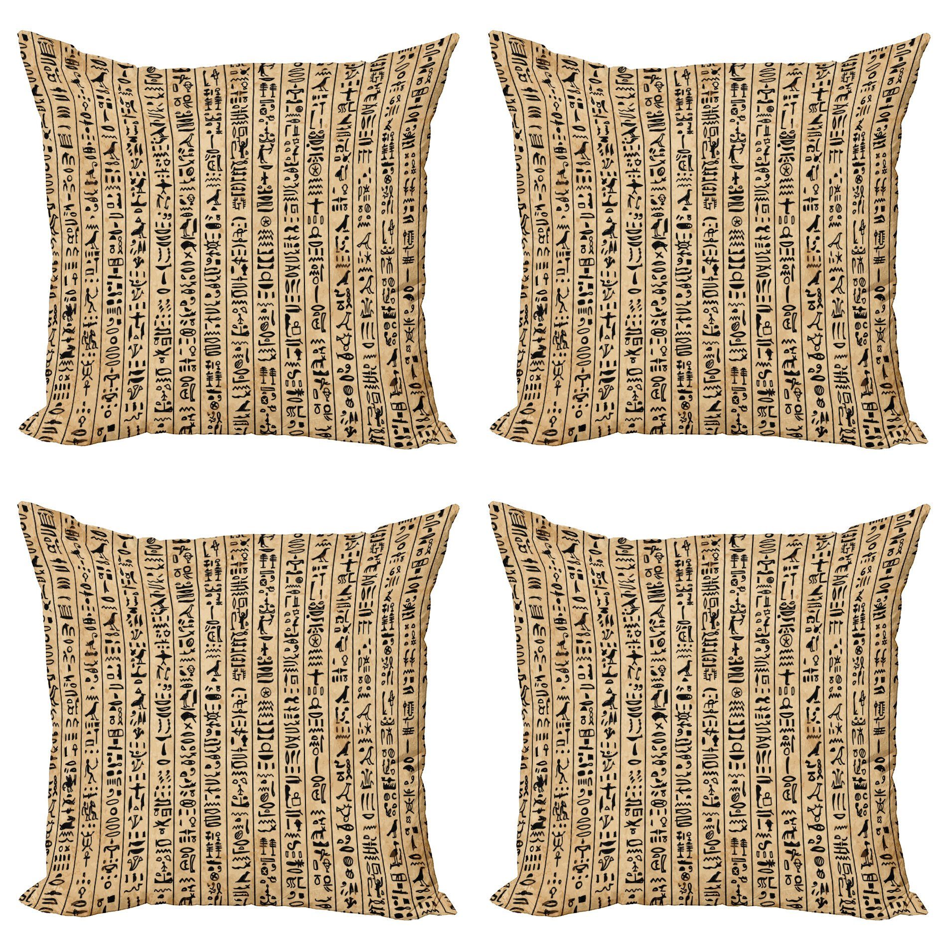 Kissenbezüge Modern Accent Doppelseitiger Digitaldruck, Abakuhaus (4 Stück), ägyptisch Ancinet Hieroglyphs | Kissenbezüge