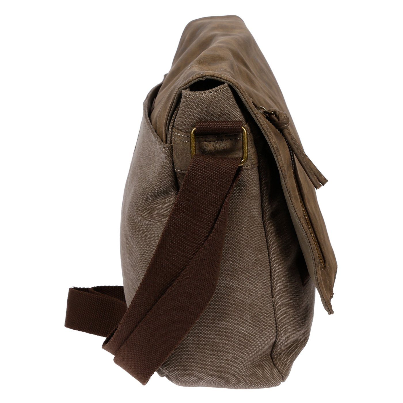 Christian Wippermann Umhängetasche Herren Umhängetasche Canvas Tasche Schultertasche (1 tlg), Messenger Braun Business UNI