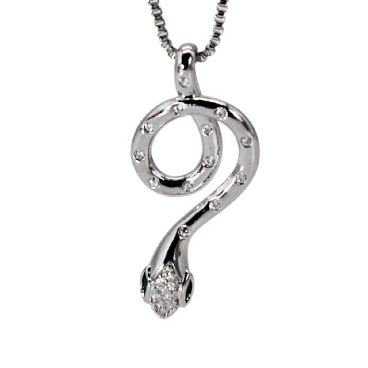 ELLAWIL Edelstahlkette Halskette mit Schlangen Anhänger Kette Zirkonia Venezianerkette (GESCHENKIDEE, Edelstahl, Kettenlänge 40 cm, verlängerbar um 6 cm), inklusive Geschenkschachtel