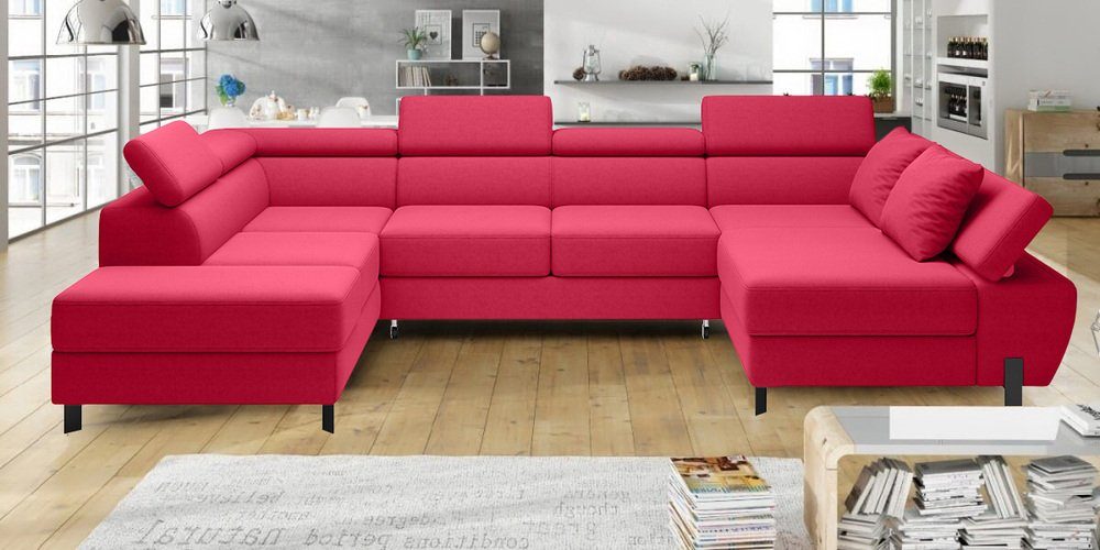 Bettfunktion und Wohnlandschaft oder Bettkasten, Relaxfunktion, Modern rechts Molinardi XL, mane mit links U-Form, Design Sofa, bestellbar, Stylefy