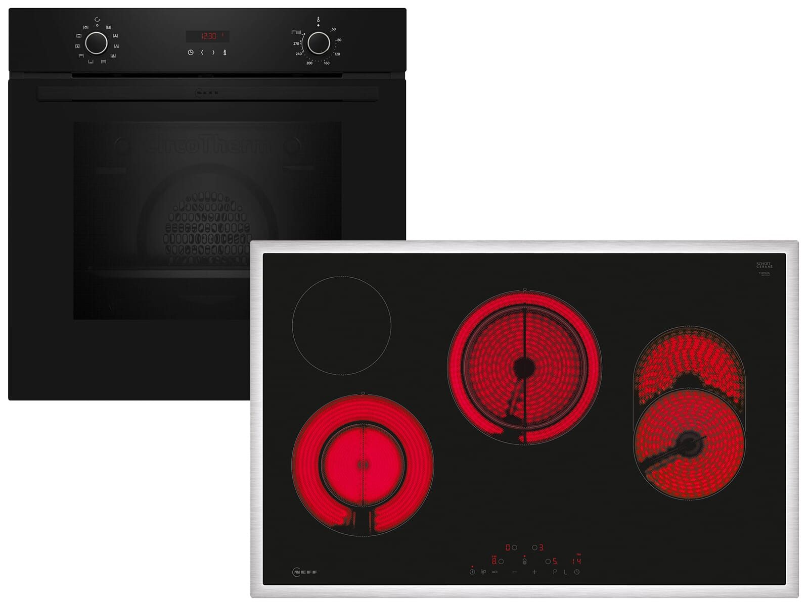 NEFF Backofen-Set, mit Teleskopauszug nachrüstbar, Pyrolyse-Selbstreinigung, Timer, TouchControl-Bedienung