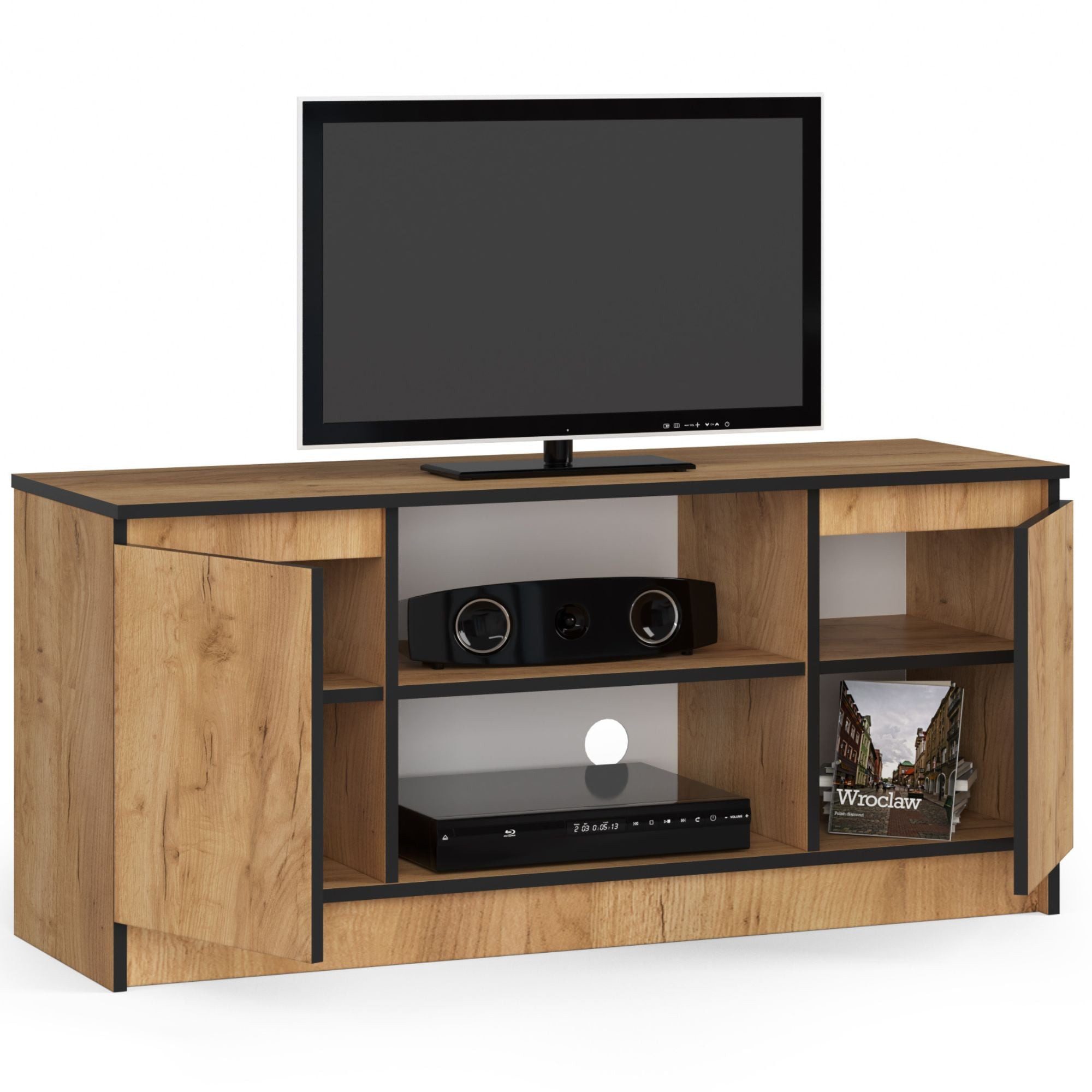 Raumhirsch Furniture Lowboard TV-Schrank - Elegantes Design für Ihr Wohnzimmer - TV-Möbel TV-Kommode, 120 cm für TV bis 65", 2 Türen, 2 Böden, bis 75 kg, kratzf – Bild 3 von 5