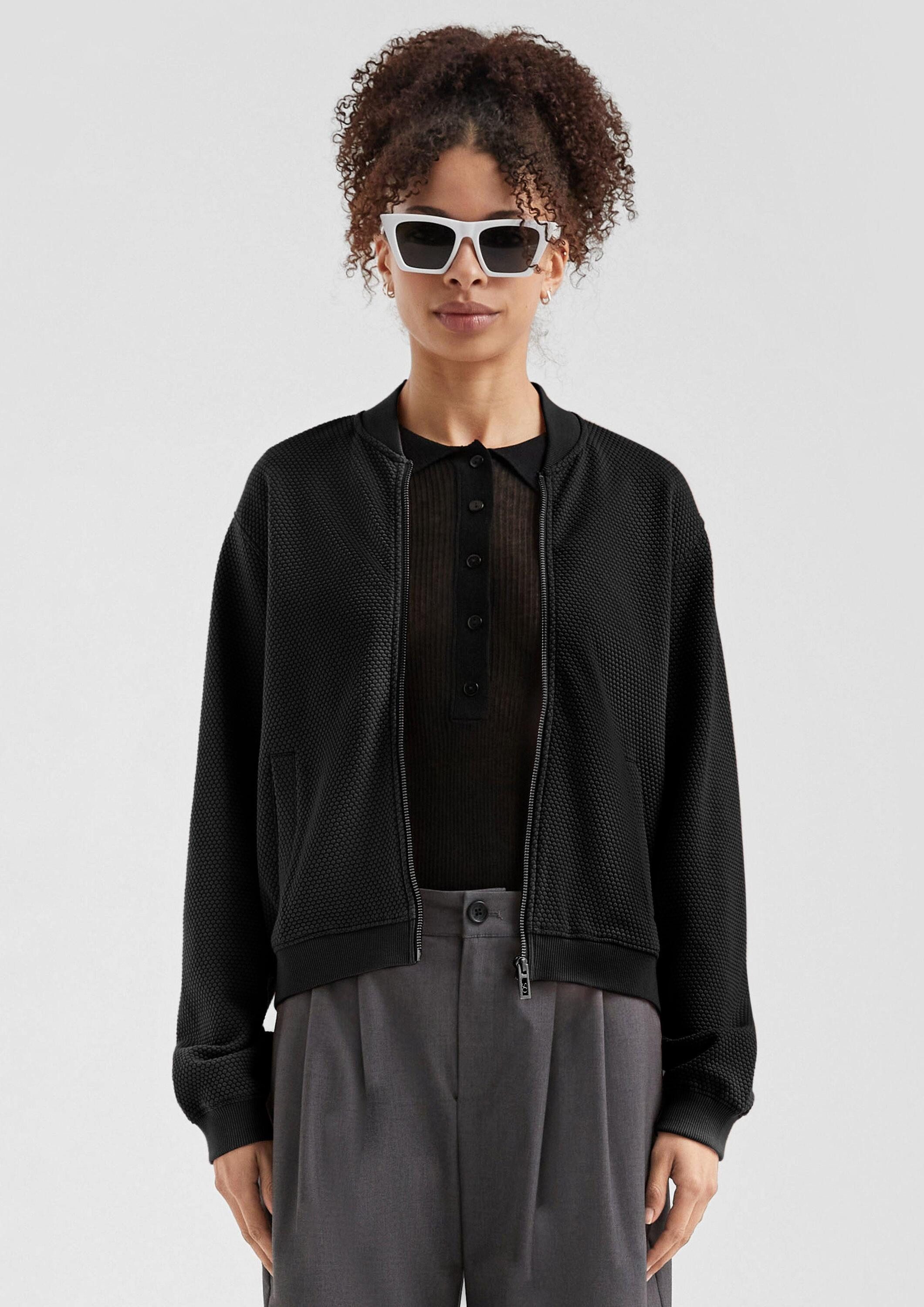 QS Sweatjacke Sweatshirt Sweatshirt im Blousonstyle mit Strukturmuster günstig online kaufen