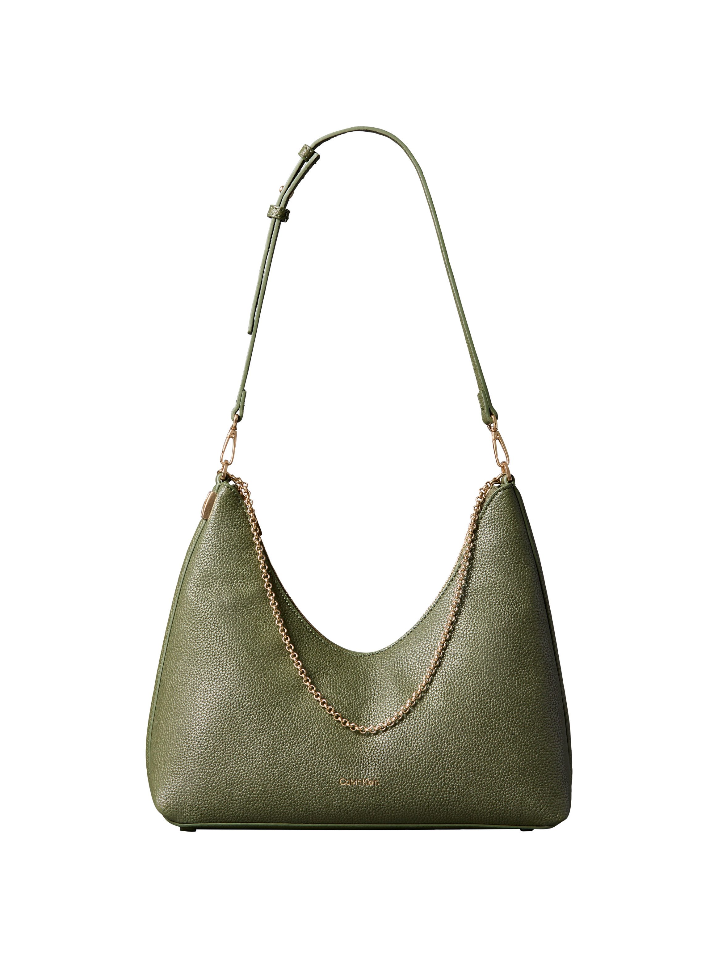 Calvin Klein Schultertasche EMBLEM HW PEBBLE SHOULDER BAG, Schultertasche, Umhängetasche, Hobo Bag mit Logoschriftzug