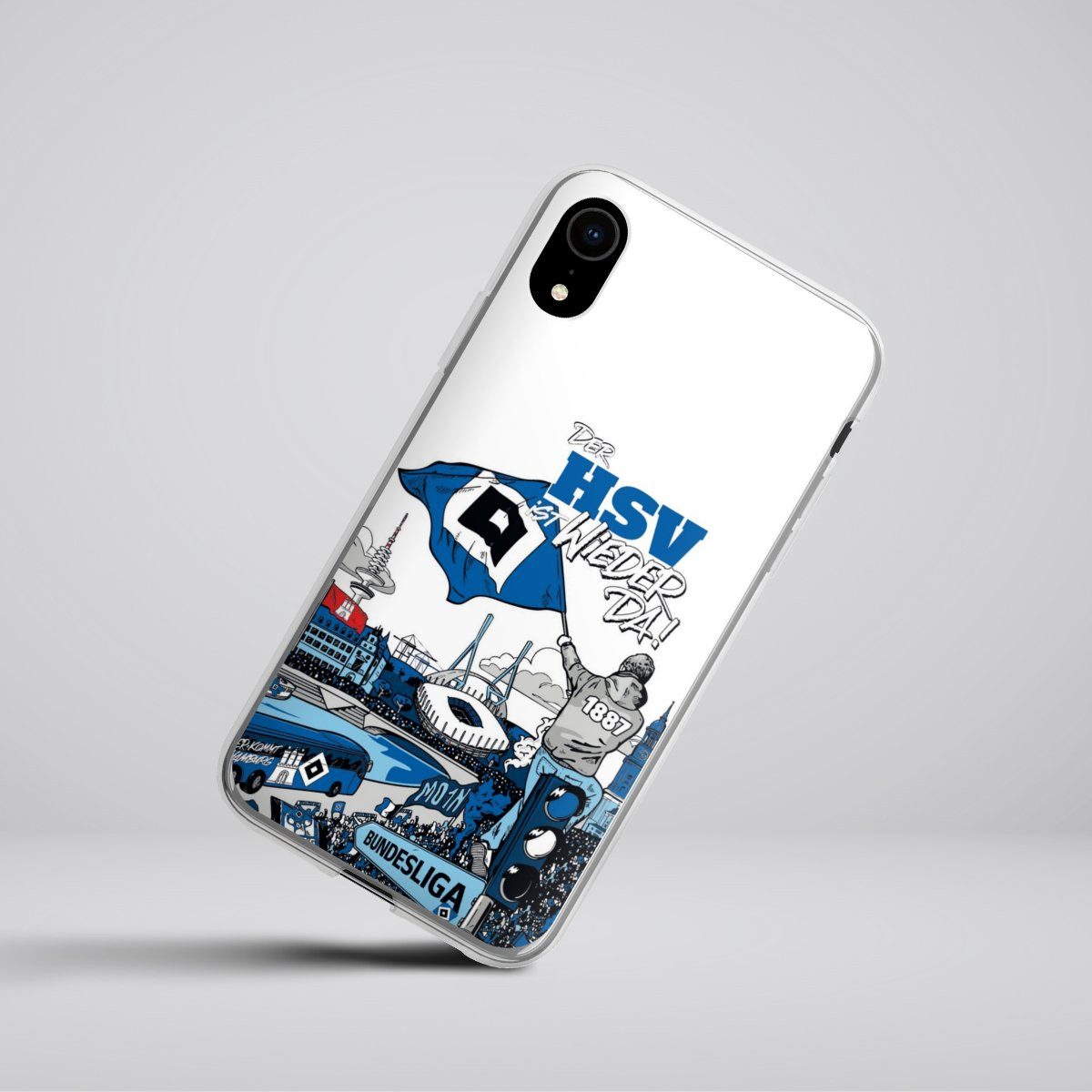 DeinDesign Handyhülle Hamburger SV Offizielles Lizenzprodukt Aufstieg, Apple iPhone Xr Silikon Hülle Bumper Case Handy Schutzhülle