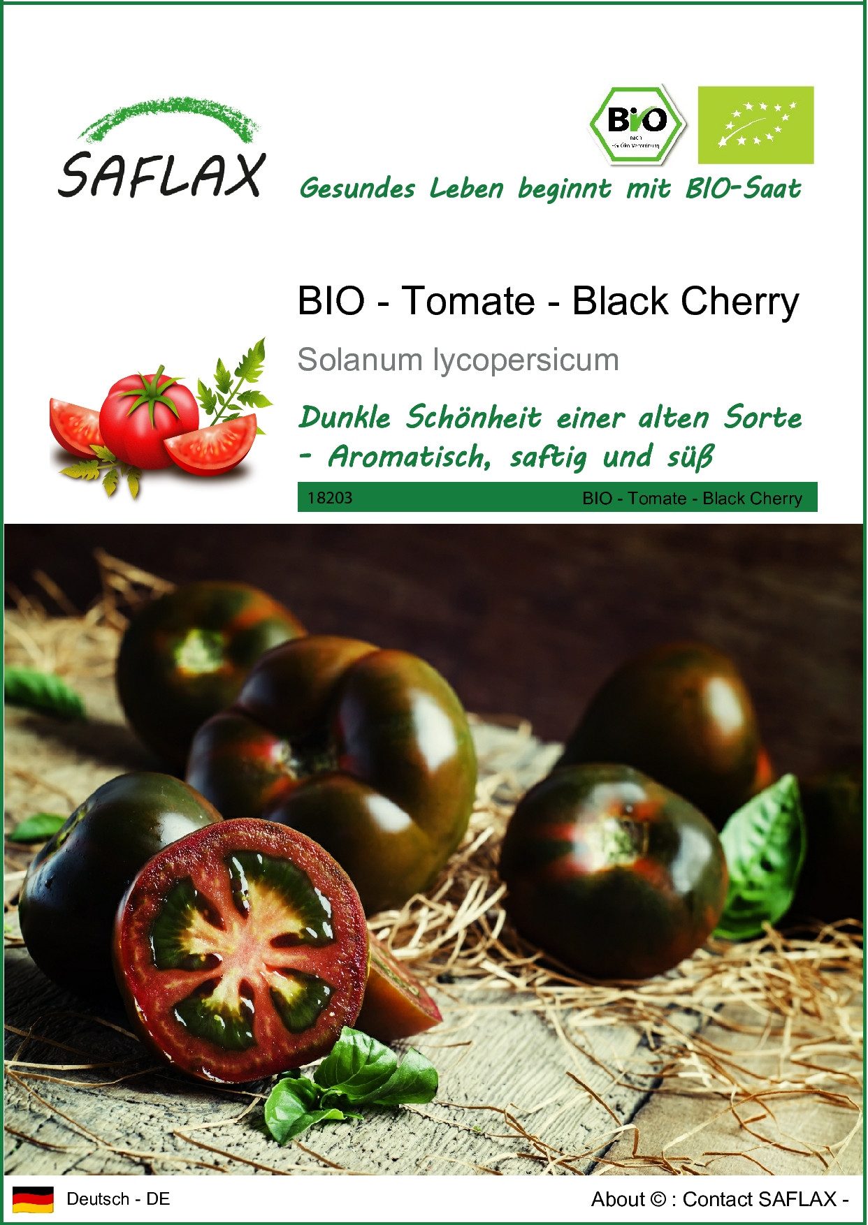 Gemüsesamen SAFLAX - Samen - BIO - Tomate - Black Cherry
