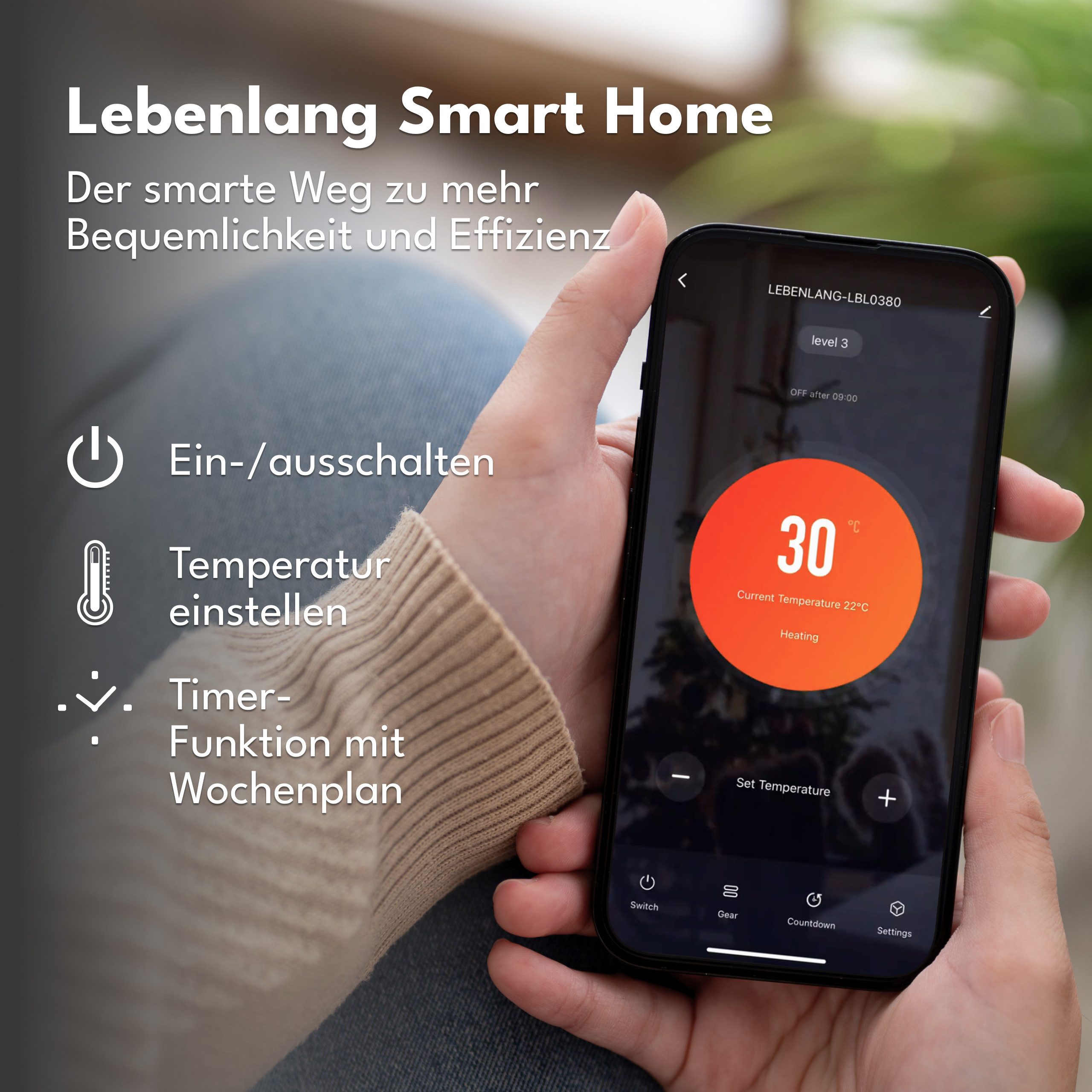 Lebenlang Konvektor Elektroheizung - Inkl. Wifi/App & Fernbedienung - Stand günstig online kaufen